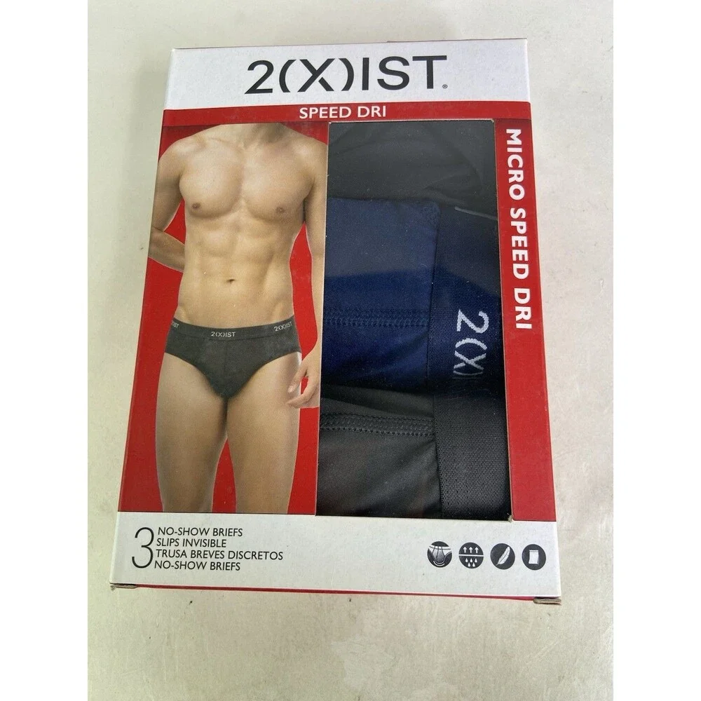 2xist Micro Speed Dri 3 Pack No Show Briefs Underwear Multicolor Mens Size L